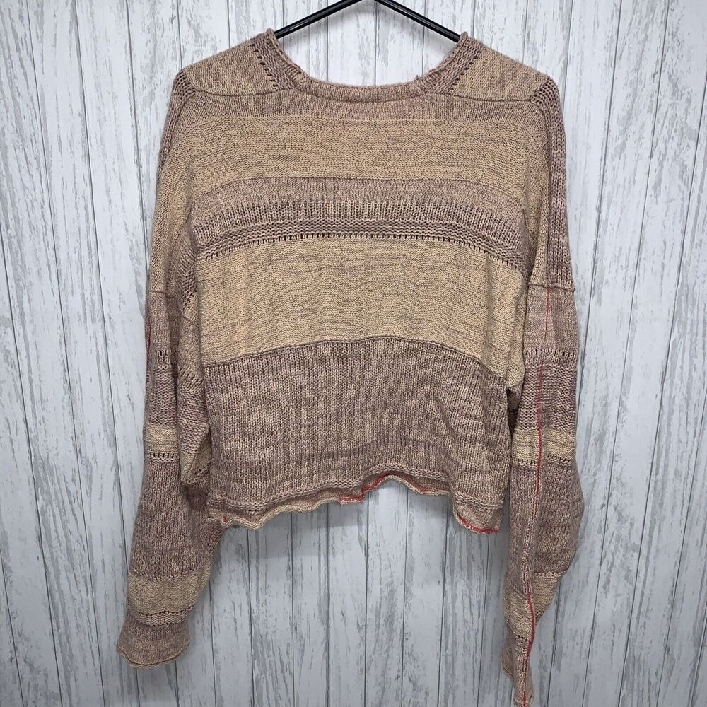Womens Size M Free People Deep V Neck Pink Sweater EUC - Picture 4 of 5